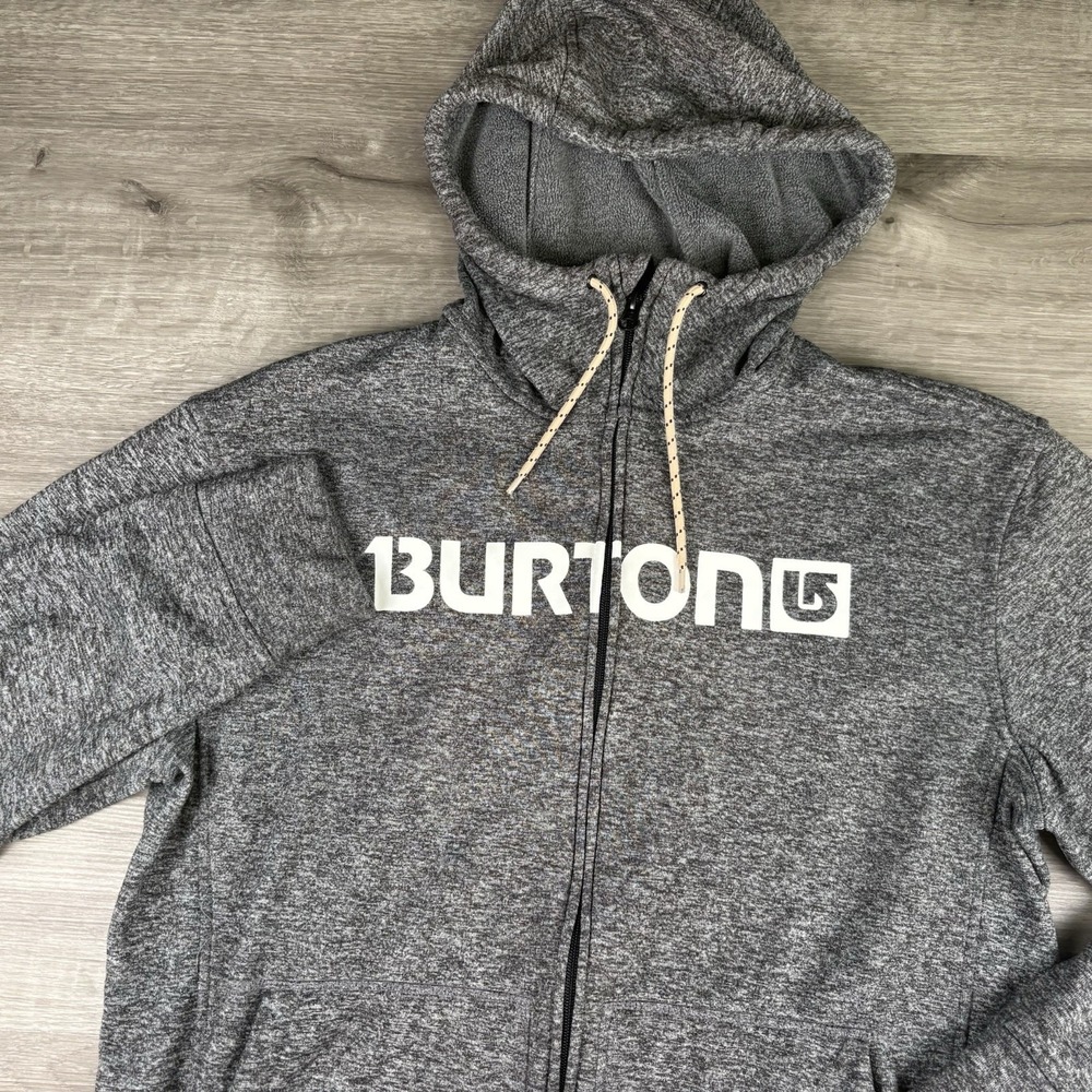 Burton Hoodie Mens Size Small Full Zip Heather Gray Jacket Sweatshirt Snowboard